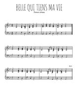 Téléchargez l'arrangement pour piano de la partition de Thoinot-Arbeau-Belle-qui-tiens-ma-vie en PDF